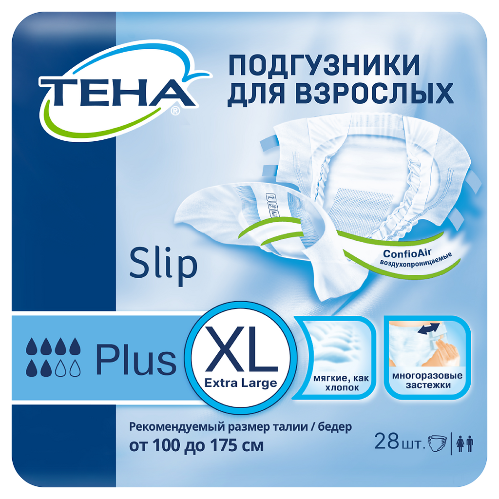 фото упаковки Подгузники для взрослых Tena Slip Plus Дышащие