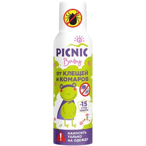 фото упаковки Picnic Baby аэрозоль от клещей и комаров для детей, аэрозоль, 125 мл, 1 шт. фото упаковки Picnic Baby аэрозоль от клещей и комаров для детей