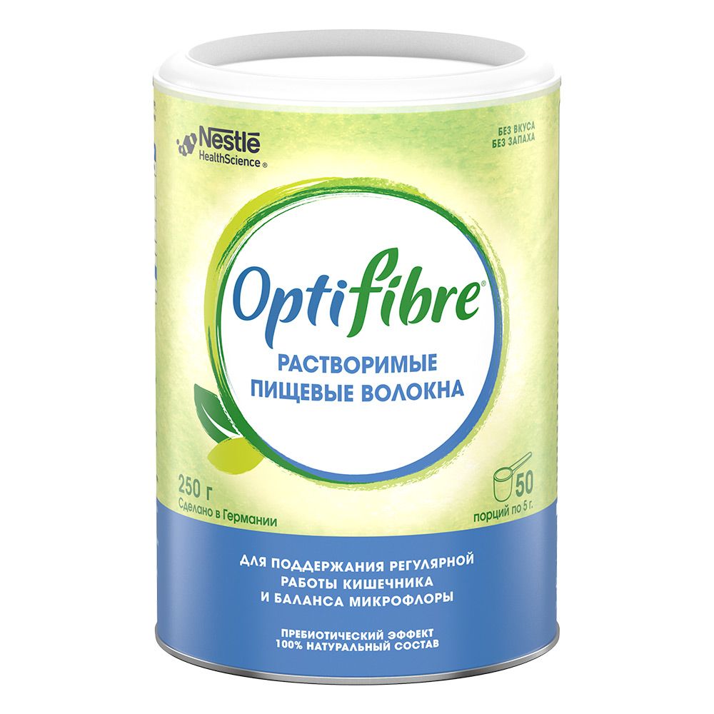 фото упаковки ОптиФайбер OptiFibre®, порошок, растворимые пищевые волокна для регулярной работы кишечника и баланса микрофлоры, 250 г, 1 шт. фото упаковки ОптиФайбер OptiFibre®