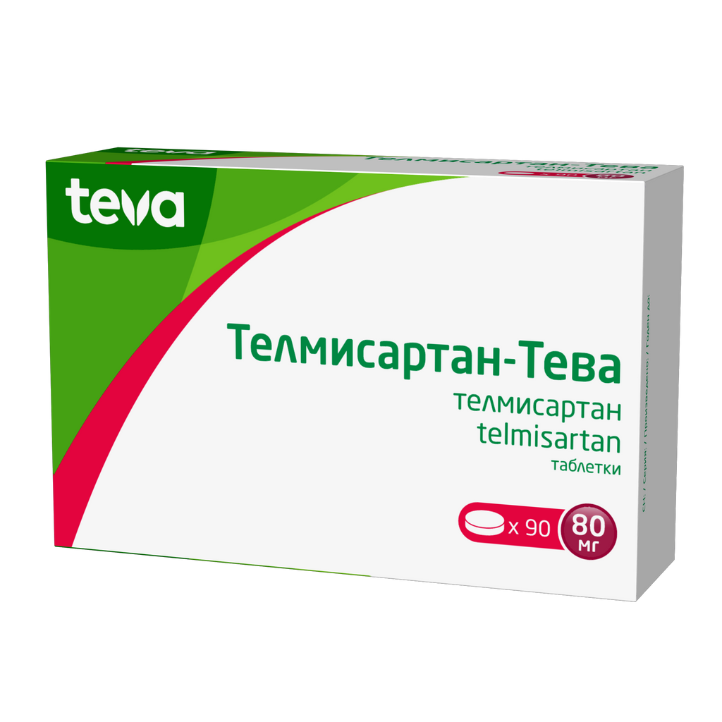 Телмисартан-Тева, 80 мг, таблетки, 90 шт.