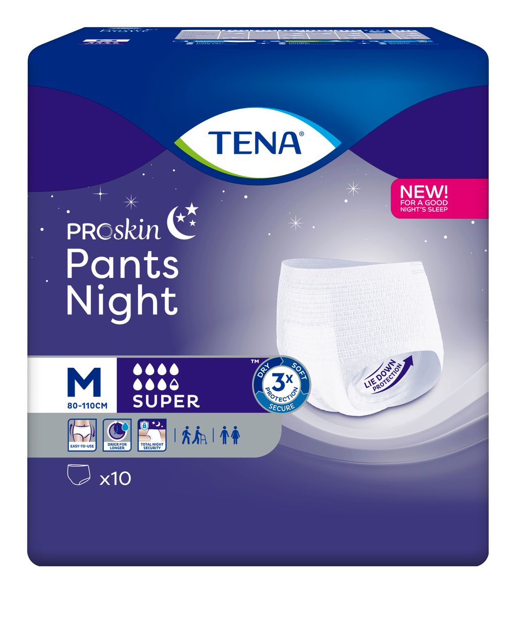 фото упаковки Подгузники-трусы для взрослых Tena Pants Night Super, Medium M (2), 80-110 см, 10 шт. фото упаковки Подгузники-трусы для взрослых Tena Pants Night Super