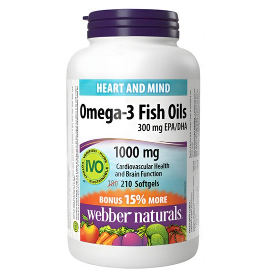 Webber Naturals Омега-3 рыбий жир, 1000 мг, капсулы, 210 шт.