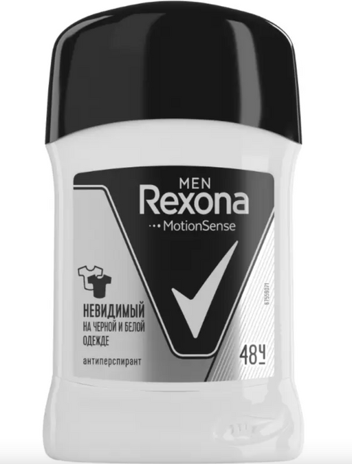 Rexona Men Дезодорант-антиперспирант стик, стик, Невидимый на черном и белом, 50 мл, 1 шт.