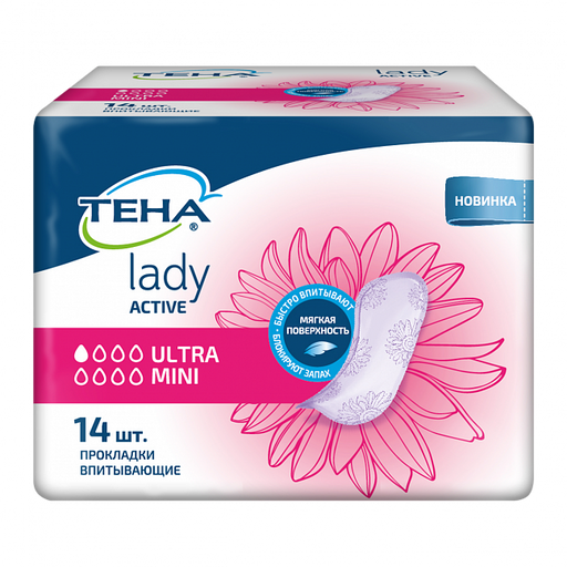 Tena Lady прокладки Active Ultra Mini, прокладки урологические, 1 капля, 14 шт.