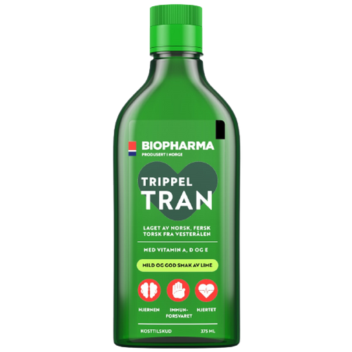 Biopharma Trippel Tran Рыбий жир из печени арктической трески, жидкий, лимон, 375 мл, 1 шт.