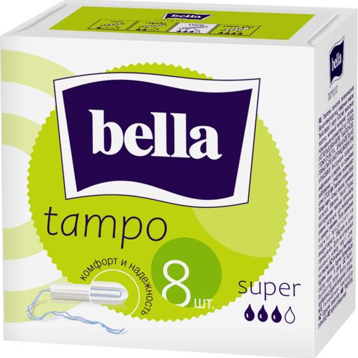 Bella Тампоны Супер, тампоны женские гигиенические, 3 капли, 8 шт.