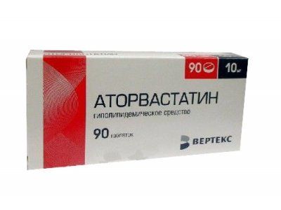 Аторвастатин-Вертекс, 10 мг, таблетки, покрытые пленочной оболочкой, 90 шт.